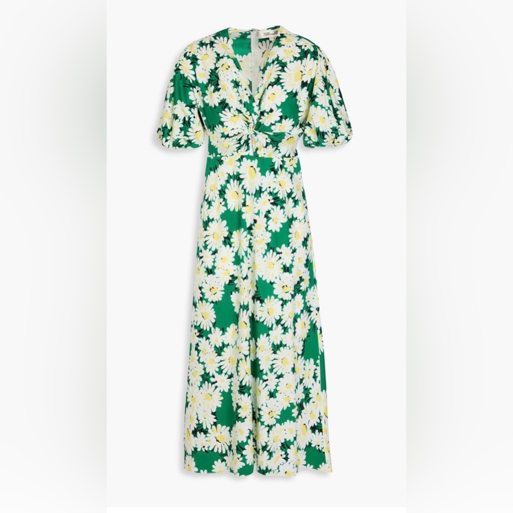 Diane Von Furstenberg Majorie twisted floral cotton blend poplin midi dress